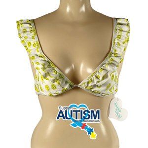 2/$20 💥🆕 Sugar Coast White/Yellow Pineapple Swimsuit Bikini Top | Medium | 520